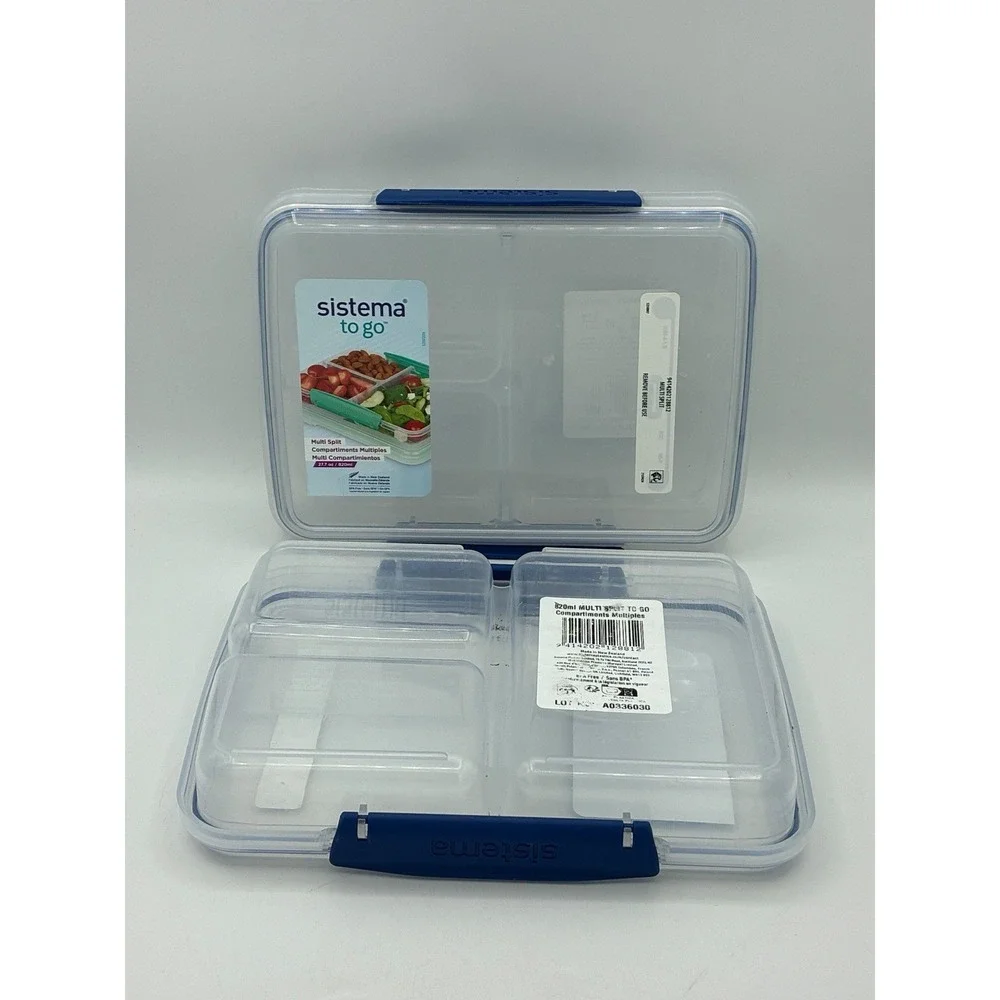 Set of 2 Sistema To Go Split Food Storage Containers 27.7oz 820ml Meal Prep